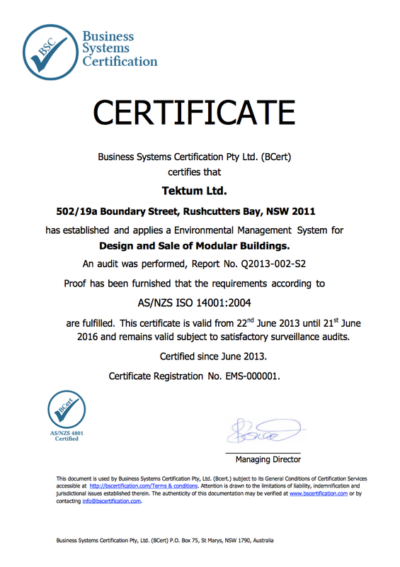 TEKTUM AS/NZS ISO 14001